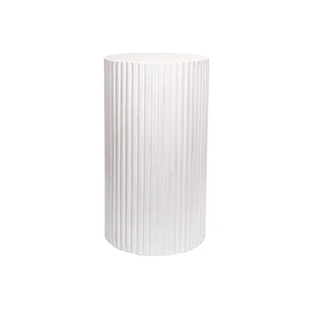 Fibreglass Ripple Plinth Round Gloss White (32cmDx50cmH)