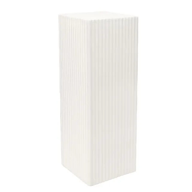 Fibreglass Square Ripple Plinth Gloss White (33x33x91cmH)