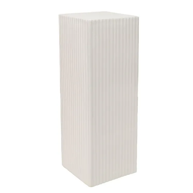 Fibreglass Square Ripple Plinth Matte White (33x33x91cmH)