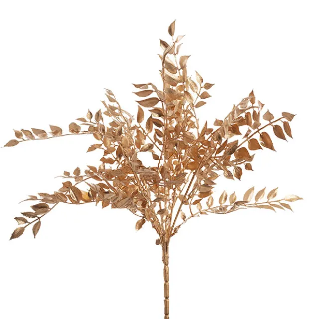 Ficus Leaf Short Stem Spray Metallic Gold (35cmH)