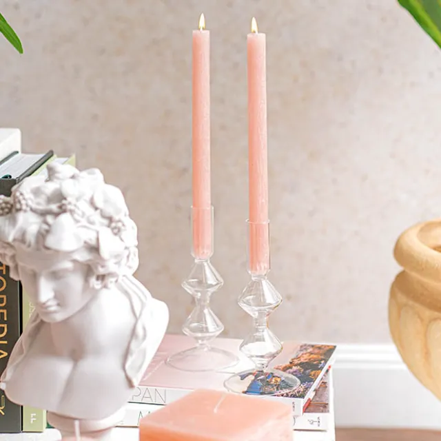 Fleur Dinner Candle Pack 2 Peach (2x25cmH)