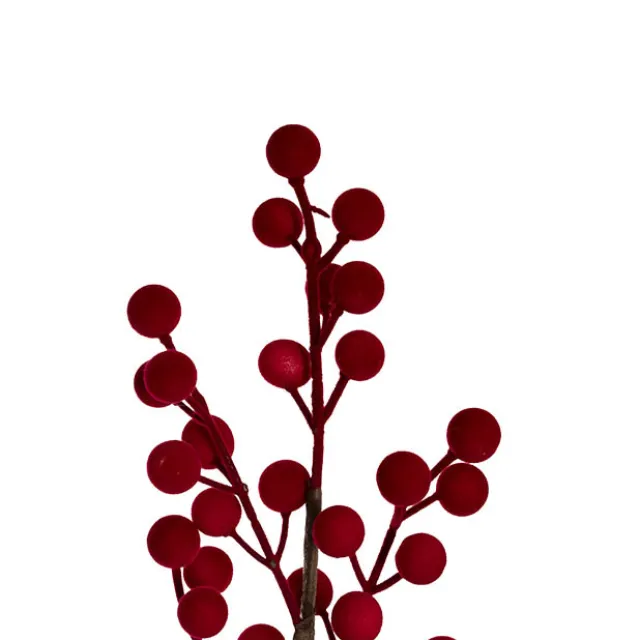 Flocked Berry Spray Burgundy (60cmH)