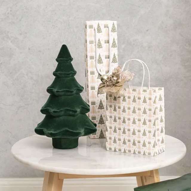 Flocked Table Top Tree Dark Green (35.5cmH)