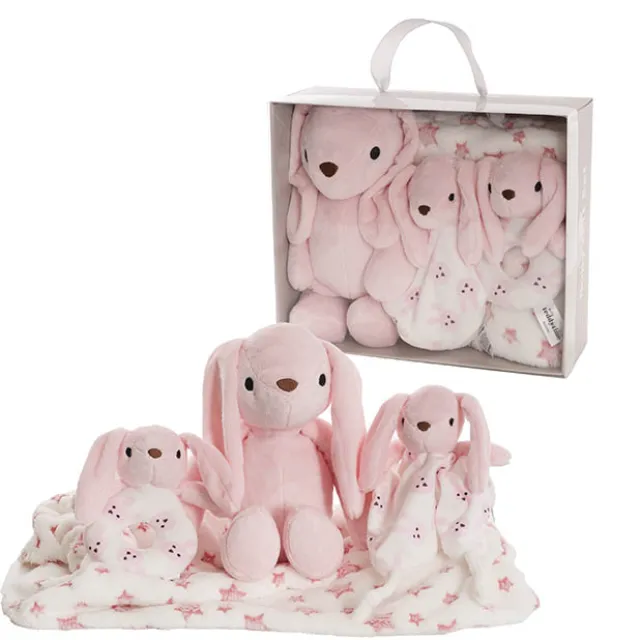 Flopsy Bunny Gift Set Accessories & Blanket Pink (23cmST)