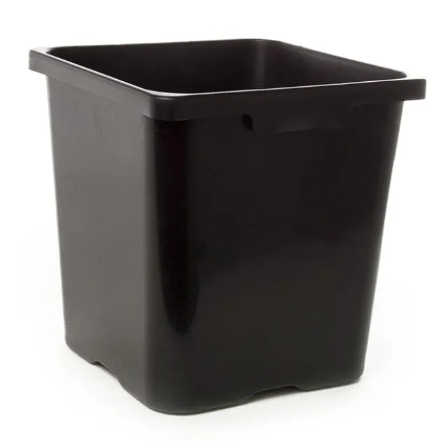 Flower Bucket Plastic Square 19L Black (29x30cmH)
