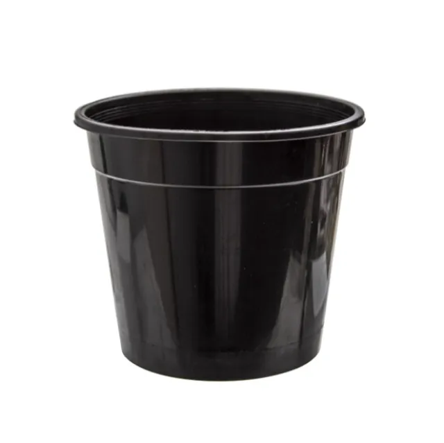 Flower Bucket Sturdy Plastic Round 08L Black (25Dx23.5cmH)