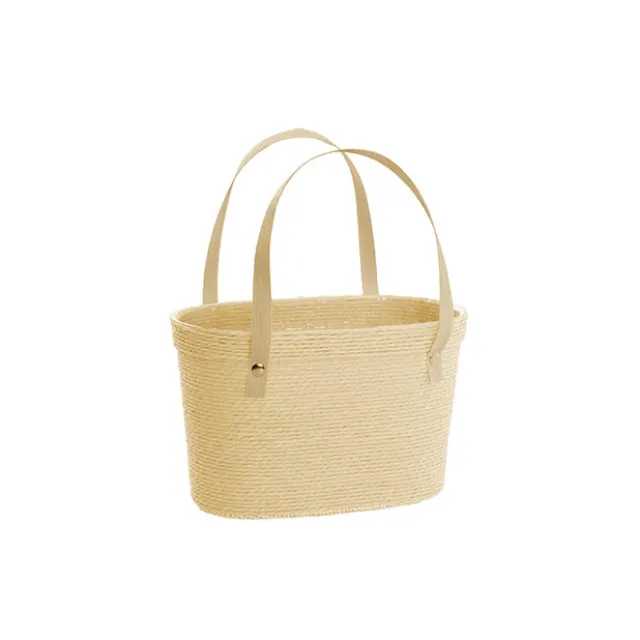 Flower Carry Paper Rope Basket & Liner Natural (18x9x13cmH)