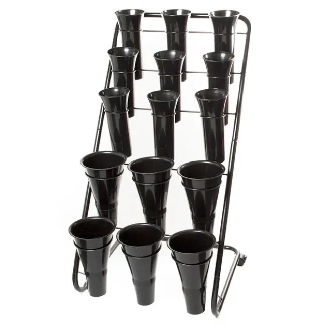 Flower Display Stand 15 Plastic Vase Black (60X65x123cmH)