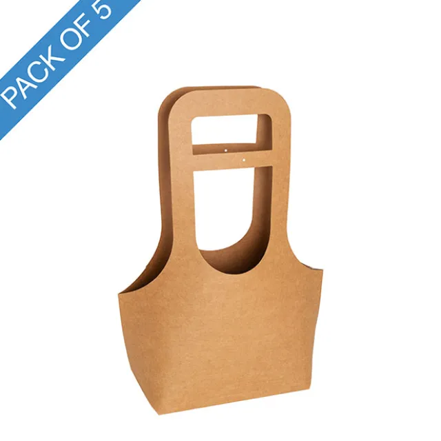 Flower Gift Carry Bag Small Kraft Brown Pack 5 (17x7x32Hcm)