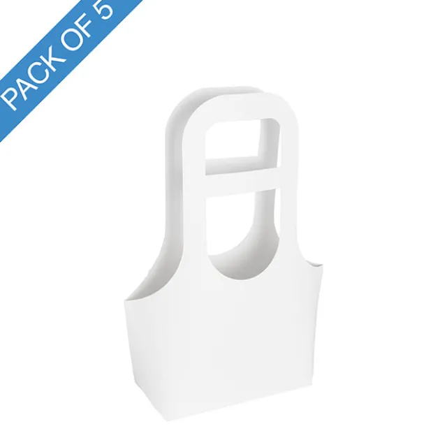 Flower Gift Carry Bag Small White Pack 5 (17x7x32Hcm)