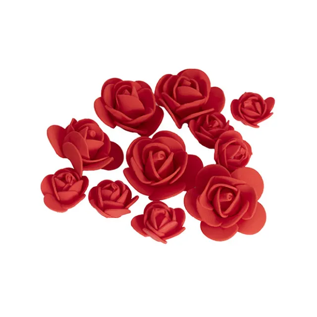 Foam Rose Heads Pack 50 Red (Mixed 3 to 4.5cmD)