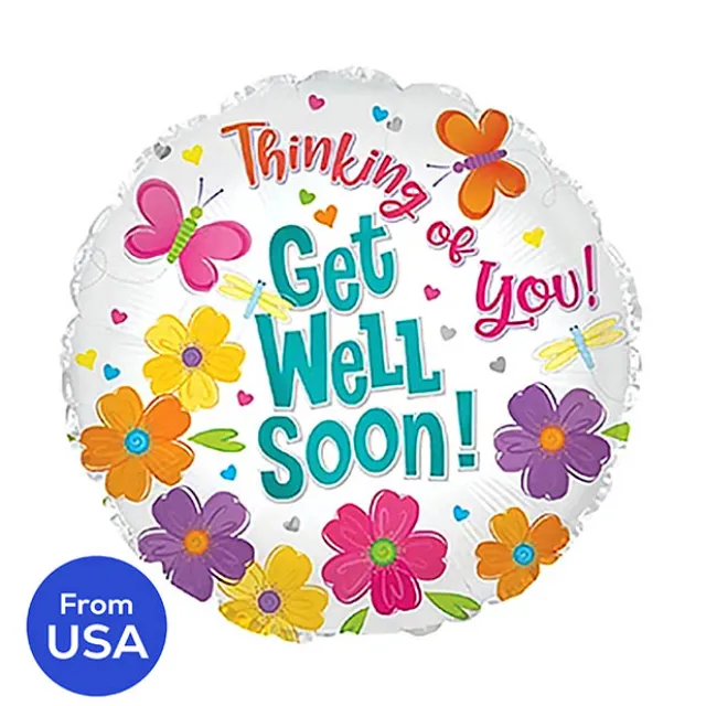 Foil Balloon 17" (42.5cm Dia) Get Well Soon Thinking of You