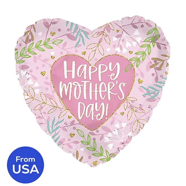 Foil Balloon 17" (42.5cm Dia) Happy Mother's Day Heart Pink