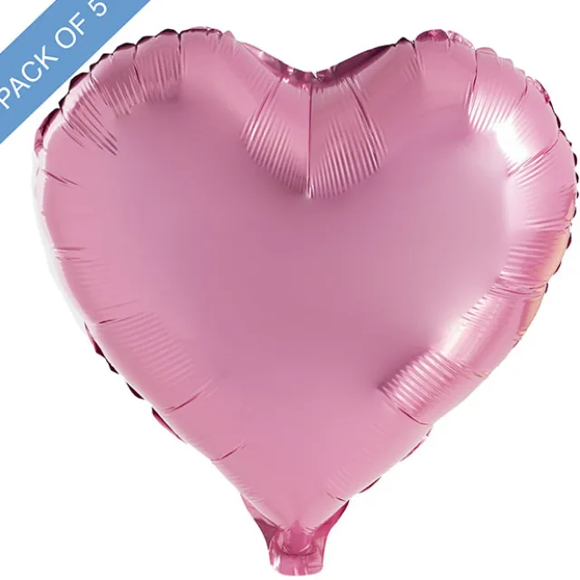 Foil Balloon 18" (45cm) Pack 5 Heart Shape Solid Dusty Pink