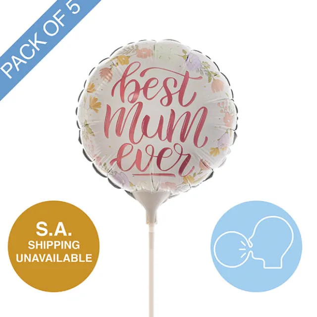 Foil Balloon 9" (22.5cmD) PK 5 Air Fill Round Best Mum Ever