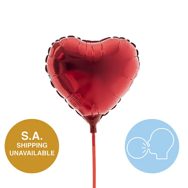 Foil Balloon 9" (22.5cmD) Air Fill Love Heart Red