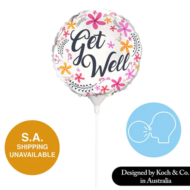 Foil Balloon 9" (22.5cmD) Air Fill Round Frangipani Get Well