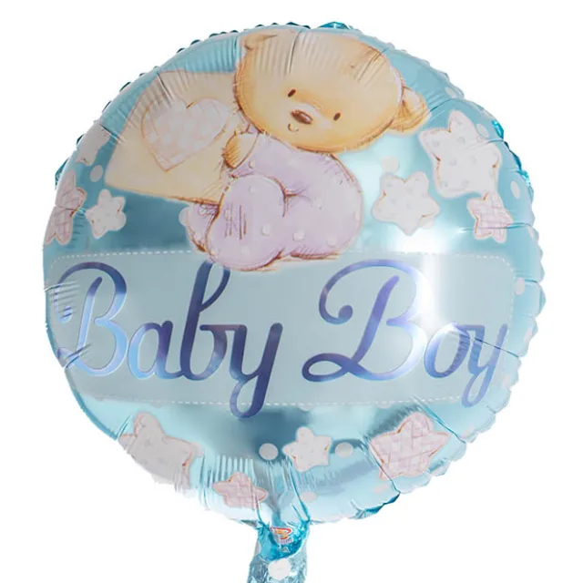 Foil Balloon 18" (45cmD) Baby Boy Teddy Bear Blue