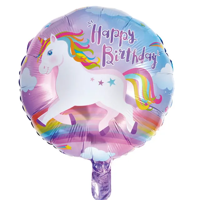 Foil Balloon 18" (45cmD) Round Happy Birthday Unicorn