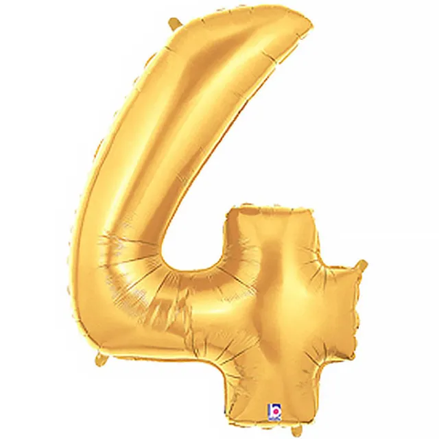 Foil Balloon 40" (101.6cmH) Number '4' Gold
