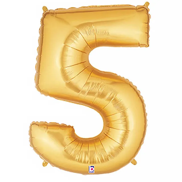 Foil Balloon 40" (101.6cmH) Number '5' Gold
