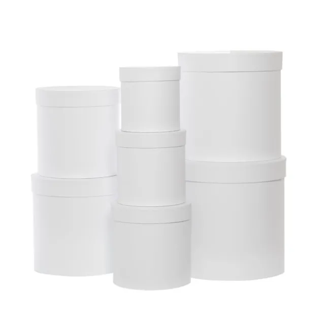 Gift Flower Box Round White (25x25cmH) Set 7