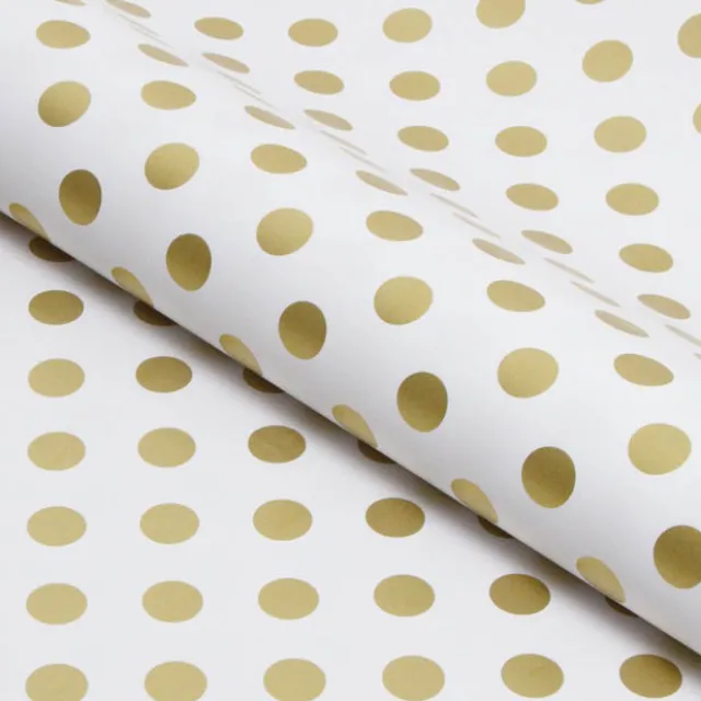 Wrapping Paper Roll Bold Dot Gloss Gold on White (50cmx50m)