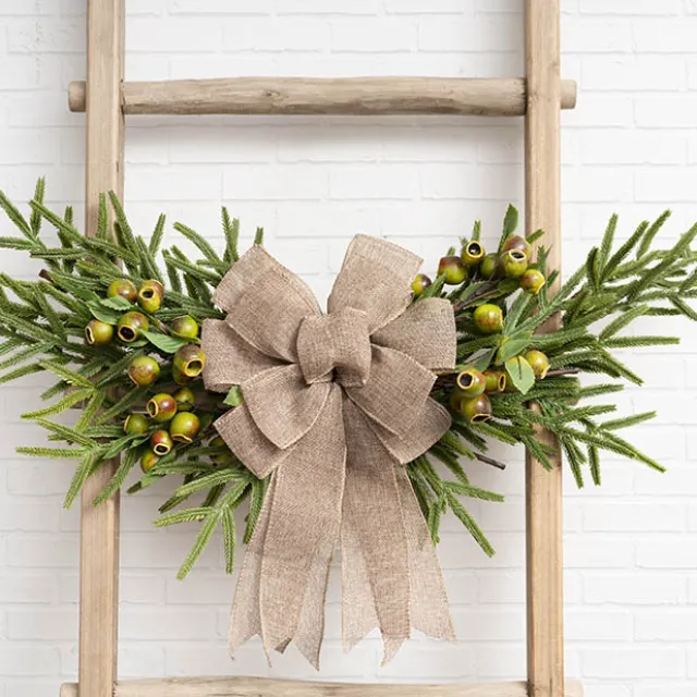 Pre-Made Bow Ribon Bow Linen 6 Loops Brown (20Wx26L)