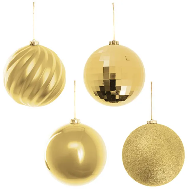 Large Hanging Baubles Set 4 Gold (15cmD)