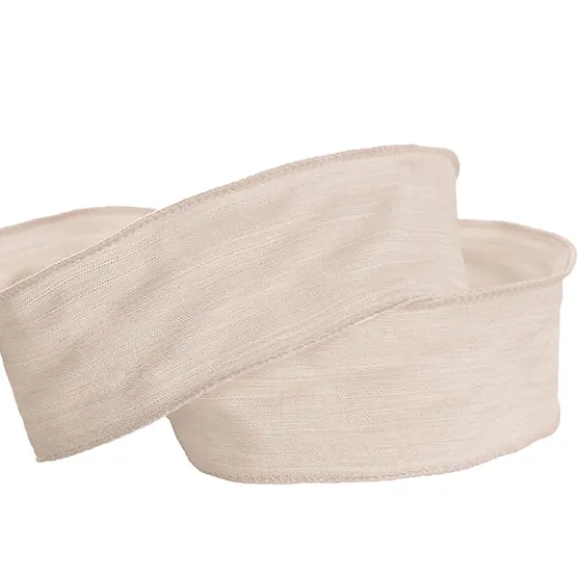 Ribbon Rustic Linen Wire Edge Natural (60mmx20m)