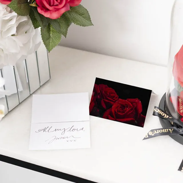 Gallery Gift Card & Envelope Deep Red Roses Pk25 (10x6.5cmH)