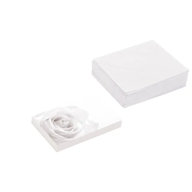 Gallery Gift Card & Envelope White Rose Pk25 (10x6.5cmH)