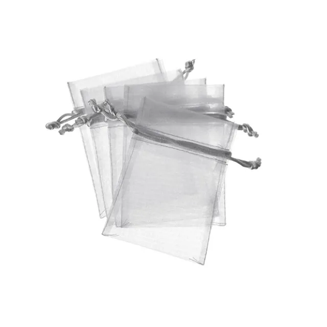 Organza Gift Bomboniere Bag Small Silver Pack 10 (7.5x10cmH)