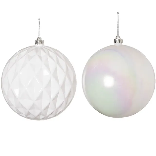 Giant Decorative Baubles Set 2 Iridescent White (20cmD)