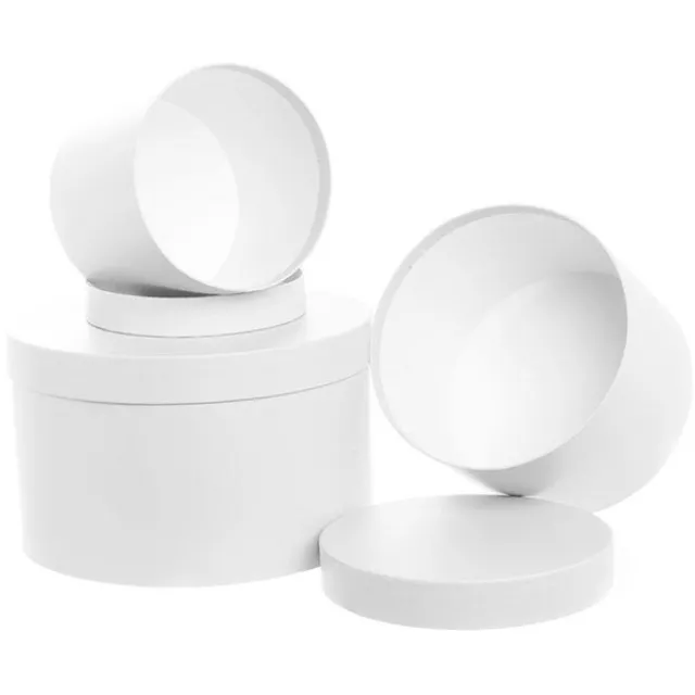 Gift Box Round White (25cmDx15cmH) Set 3