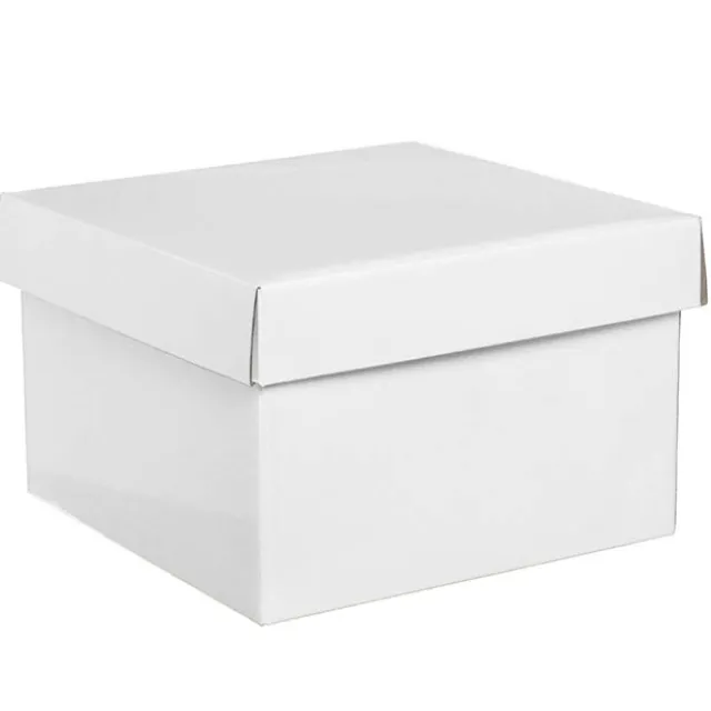 Gift Box with Lid Large Flat Pack Gloss White (22x14cmH)