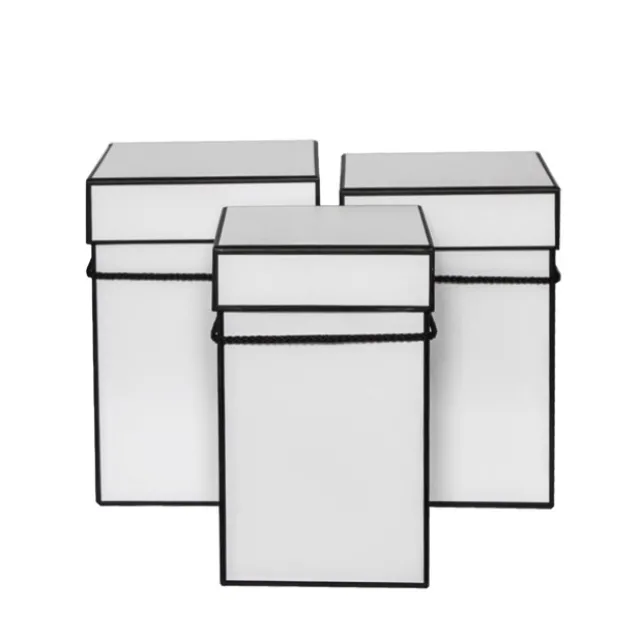 Gift Flower Box Deluxe Square Silhouette White (18x25cmH) S3