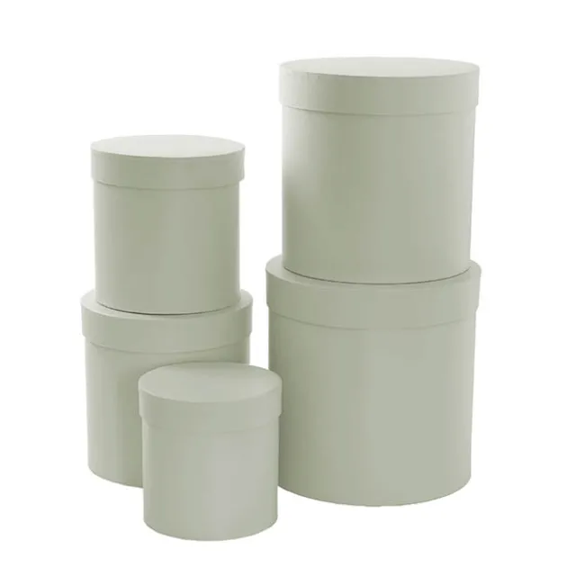 Gift Flower Box Round Sage Green Set 5 (21x21cmH)