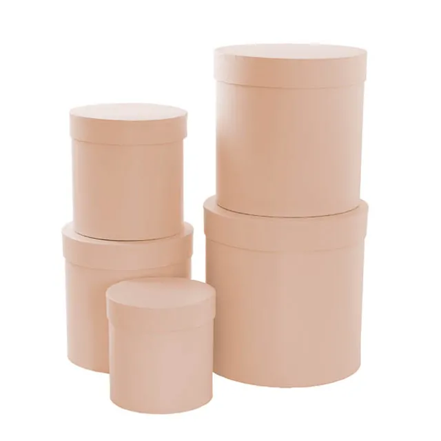 Gift Flower Box Round Apricot Crush Set 5 (21x21cmH)