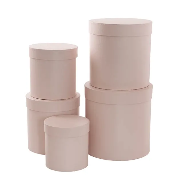 Gift Flower Box Round Blush Pink Set 5 (21x21cmH)