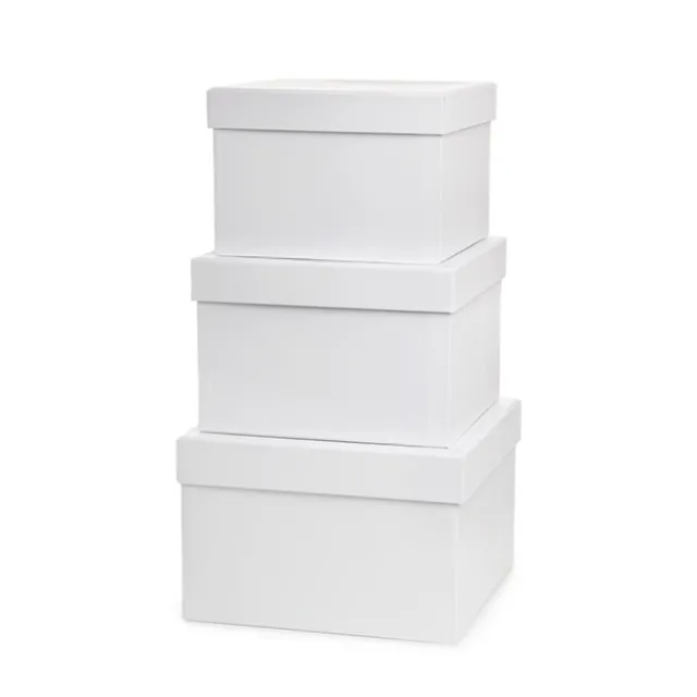 Gift Flower Box Square White (21.5x21.5x14cmH) Set 3