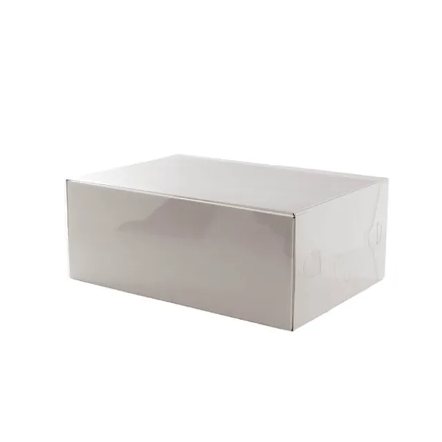 Gift Hamper Box with PVC Lid Rectangle White (25Lx20Wx10Hcm)