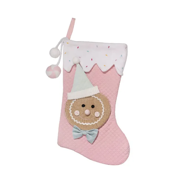 Gingerbread Man Stocking Pink (28x2x51cmH)
