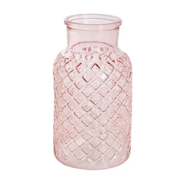 Glass Ann Bottle Vase Large Light Pink (14.5x25.5cmH)