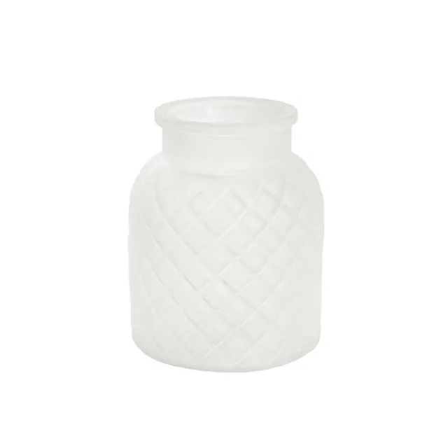 Glass Ann Bottle Vase Frosted White (14x16cmH)
