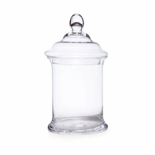 Glass Candy Jar Cylinder with Lid Clear (16.5Dx32cmH)