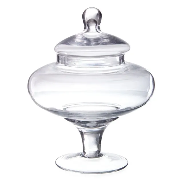 Glass Candy Jar Squat with Lid Clear (20Dx25cmH)
