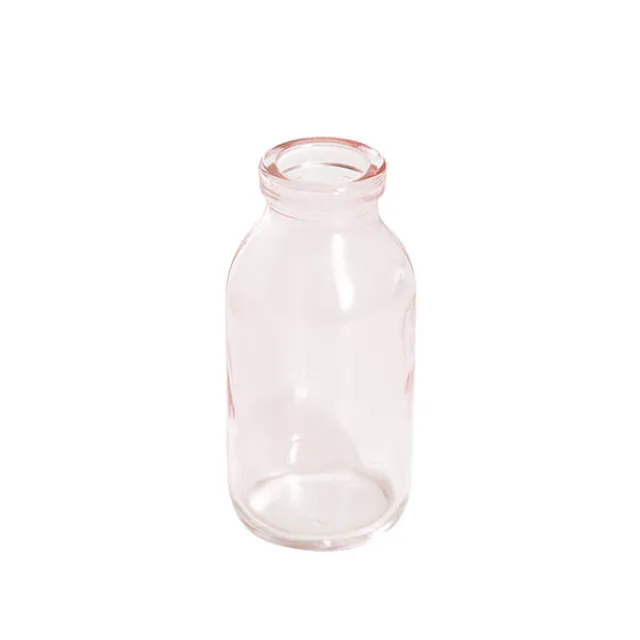 Glass Classic Milk Bottle Pink (5x10cmH)