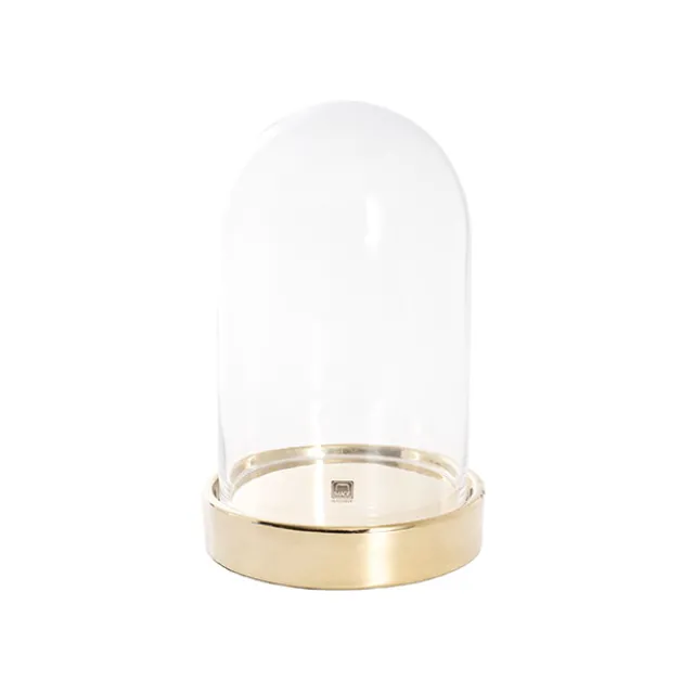 Glass Cloche Dome Terrarium Golden Base (16.5Dx27cmH)