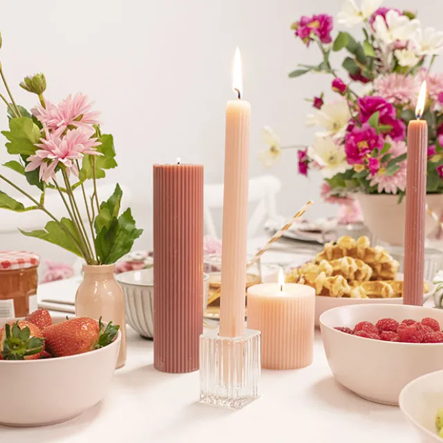 Glass Craft Ripple Cube Dinner Candle Holder Clear (4x4cmH)